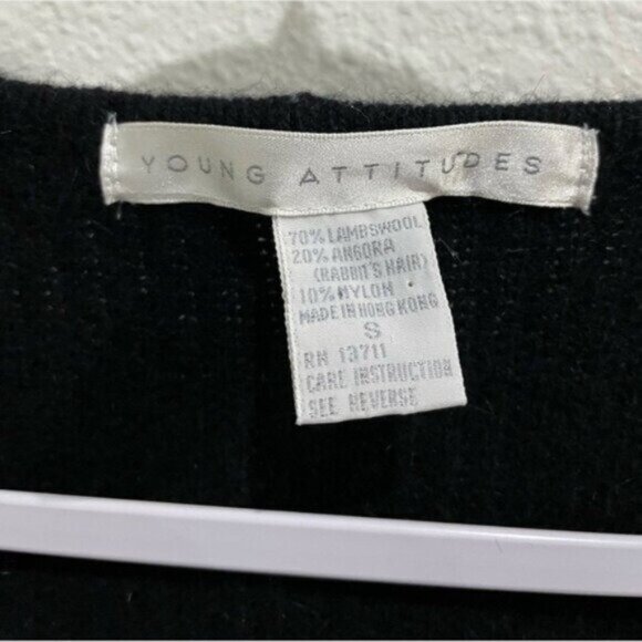 Vintage Black Lambswool Academia Cardigan Fisherman Grandpacore Boho Soft - Picture 5 of 6